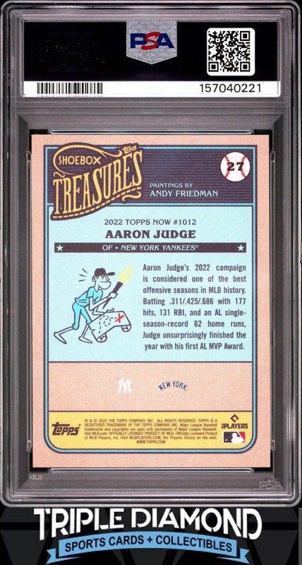 2025 Topps Shoebox Treasures #27 Aaron Judge NY Yankees PSA 10 AC705 view 2