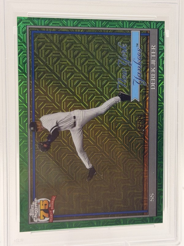 2026 Topps Chrome Derek Jeter #1 Green Mojo /99 PSA 9 POP 1 Highest Graded Card! view 2