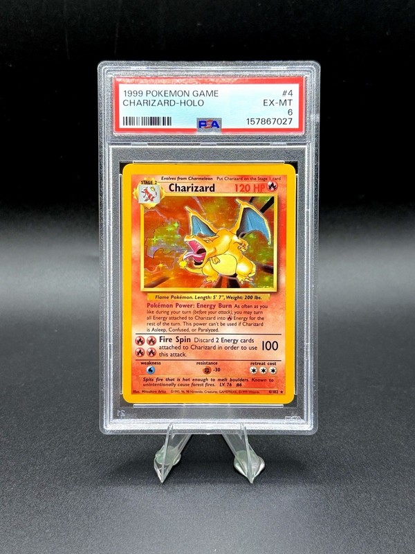 Pokémon Charizard Base Set Holo Rare 4/102 1999 English PSA 6 Graded
