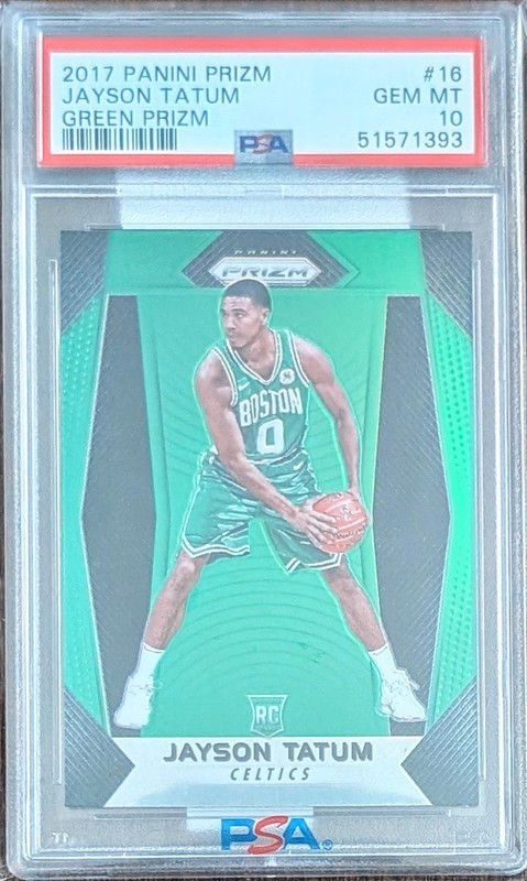 2017 Jayson Tatum Green Prizm Rookie #16 SSP PSA 10