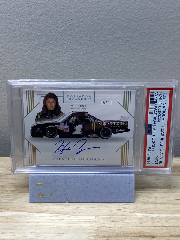HAILIE DEEGAN 2021 NATIONAL TREASURES WEEKEND WARRIORS HOLO GOLD AUTO /10 PSA 9