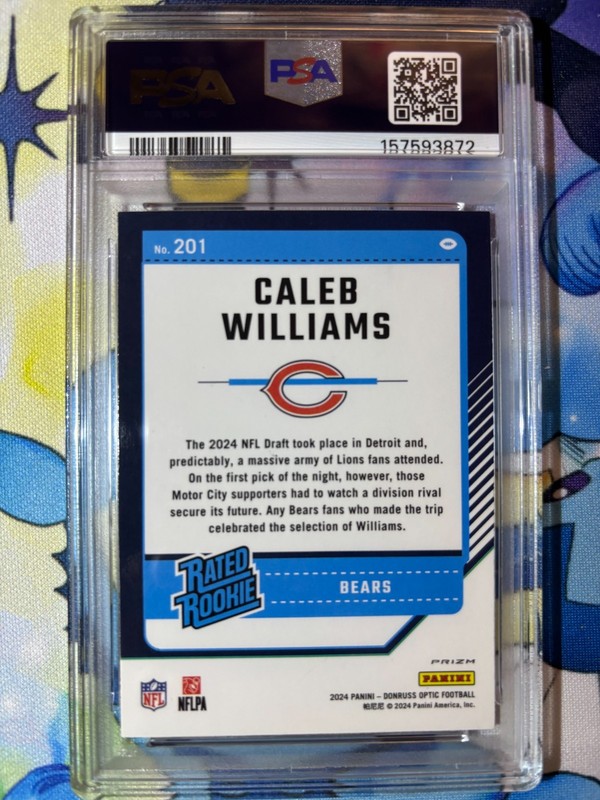 2024 Donruss Optic Caleb Williams Red Mojo Rookie #201 PSA 9 view 2