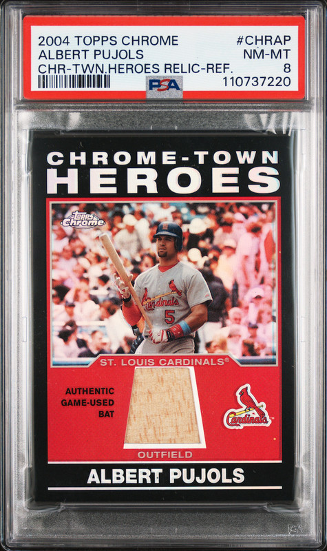 2004 Topps Chrome Town Heroes Bat REFRACTOR Albert Pujols PSA 8 NM-MINT! 🔥 BANG
