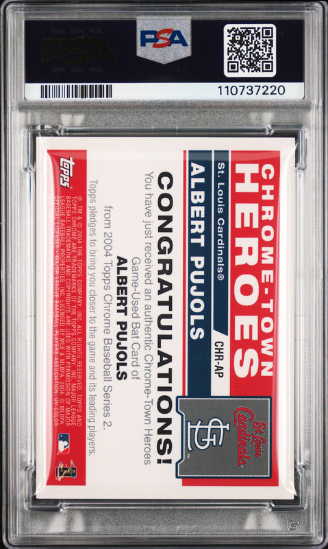 2004 Topps Chrome Town Heroes Bat REFRACTOR Albert Pujols PSA 8 NM-MINT! 🔥 BANG view 2