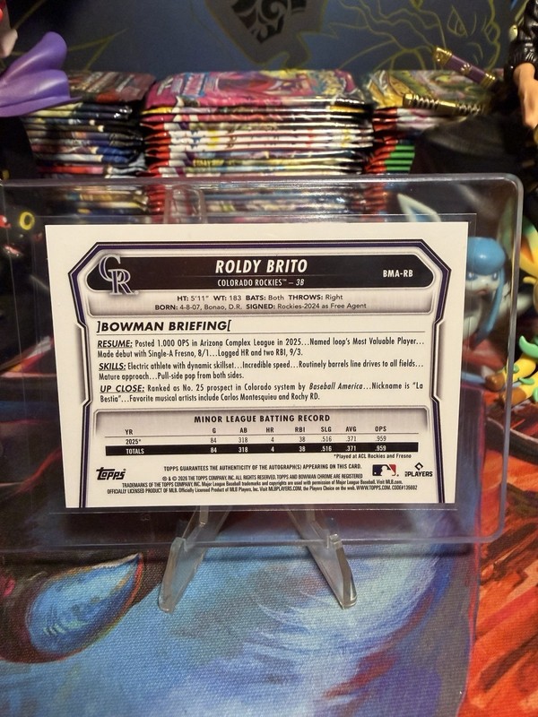 Roldy Brito Signature RC Auto 2026 Bowman Chrome view 2