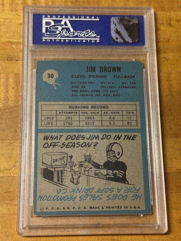 1964 Philadelphia #30 Jim Brown PSA 7 Browns HOF Greatest! view 2