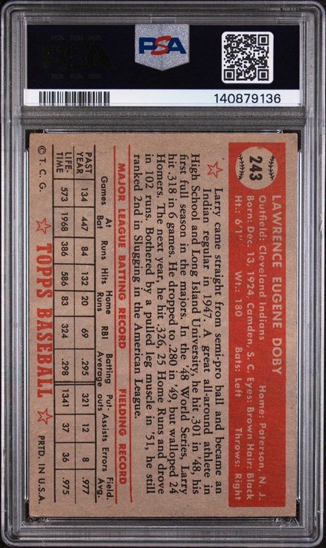LARRY DOBY 1952 TOPPS PSA 3 ! *FRESHLY GRADED ! *DEAD CENTERED BEUATY ! *HOFER view 2