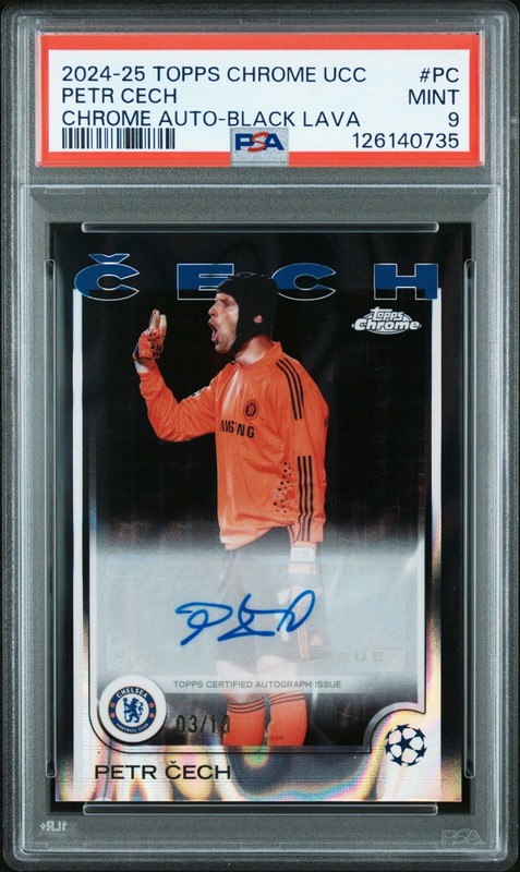 2024-25 TOPPS CHROME UCC BLACK LAVA PETR CECH /10 AUTO PSA 9 POP 1 🔥