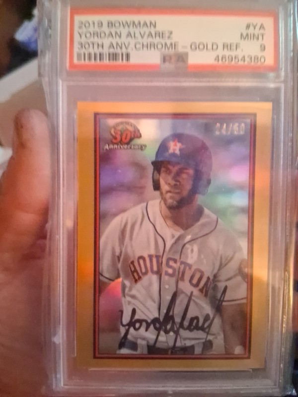 2019 Bowman Chrome Yordan Alvarez Gold Refractor /50 SSP 30th Anniversary PSA 9
