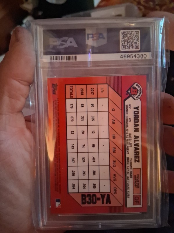 2019 Bowman Chrome Yordan Alvarez Gold Refractor /50 SSP 30th Anniversary PSA 9 view 2