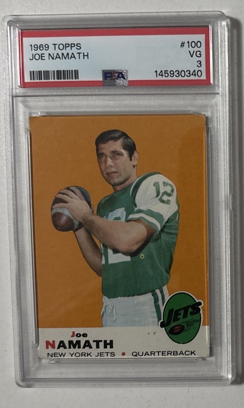 1969 Topps Joe Namath #100 PSA 3 VG New York Jets HOF Vintage Football Card