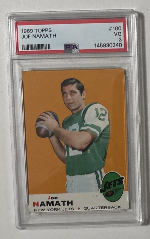 1969 Topps Joe Namath #100 PSA 3 VG New York Jets HOF Vintage Football Card view 2