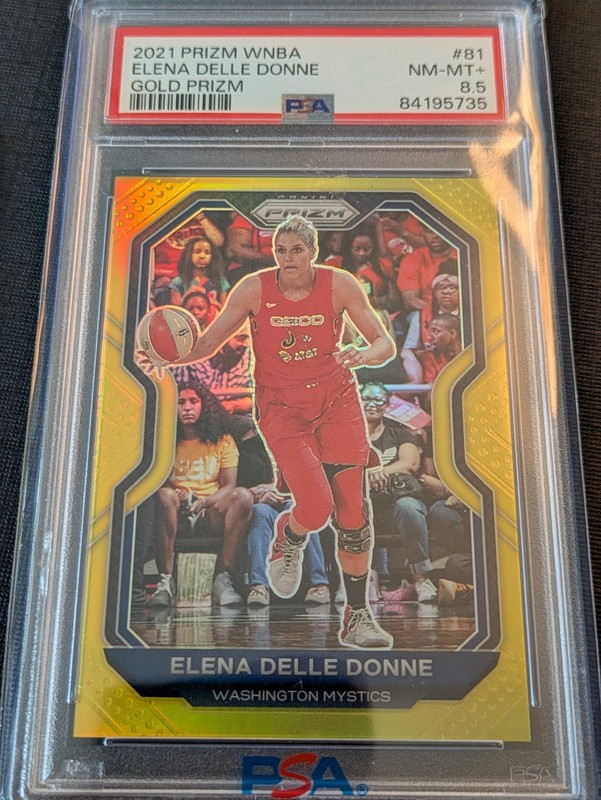 2021 WNBA Prizm Elena Delle Donne 2 Card Lot Green Prizm Auto & Gold /10 PSA 8.5 view 2
