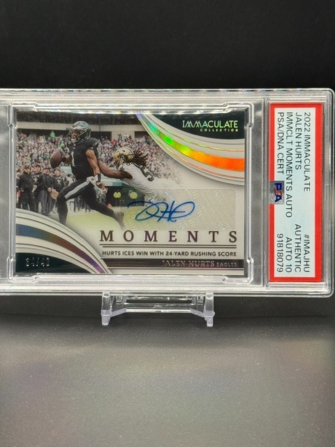 JALEN HURTS 2022 IMMACULATE MOMENTS AUTO AUTHENTIC /49 PSA 10