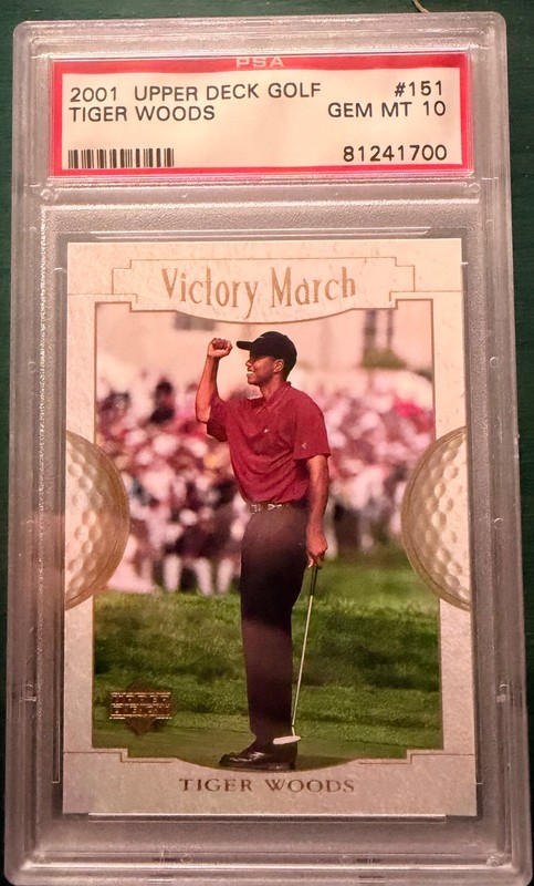 Tiger Woods 2001 Upper Deck Golf Victory March PSA-10 GEM MT Rookie Card #151