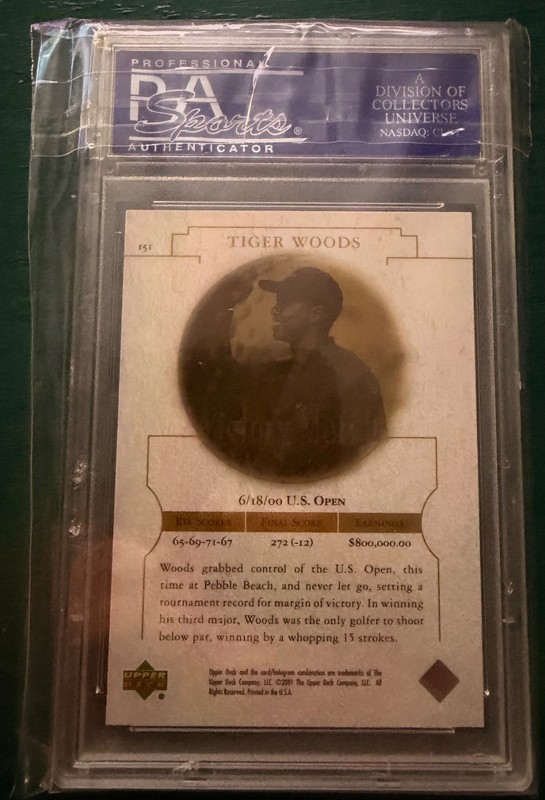 Tiger Woods 2001 Upper Deck Golf Victory March PSA-10 GEM MT Rookie Card #151 view 2