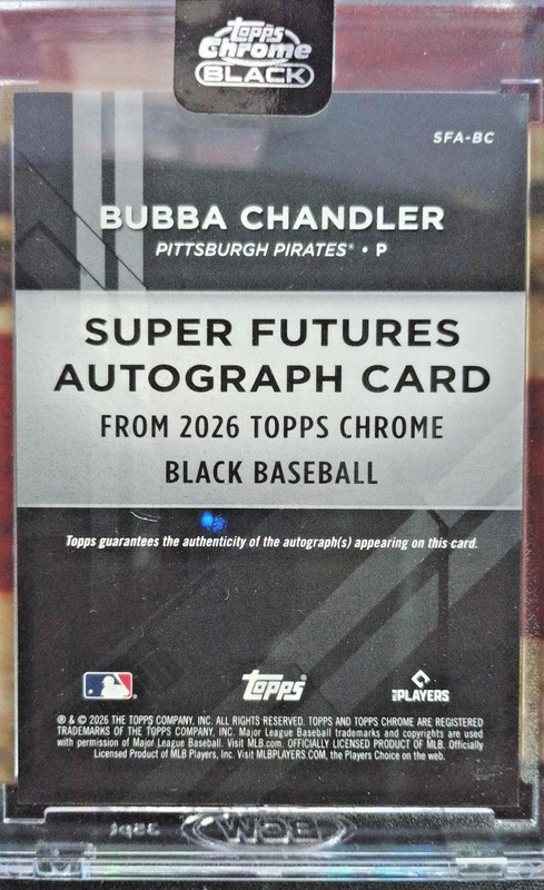 2026 TOPPS CHROME BLACK BUBBA CHANDLER #SFA-BC GOLD AUTO /50 ENCASED view 2