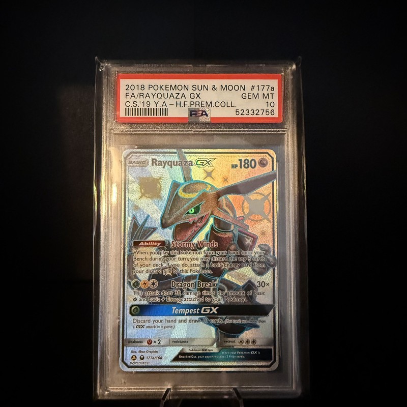 Pokemon TCG Rayquaza GX 177a/168 Hidden Fates Premium Collection PSA 10