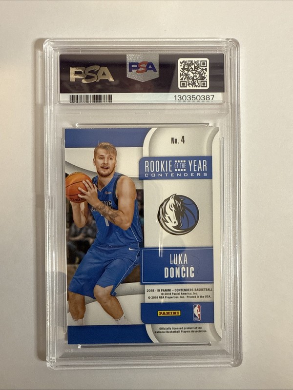 2018-19 Contenders Luka Doncic Rookie of the Year Rookie RC #4 PSA 9 view 2
