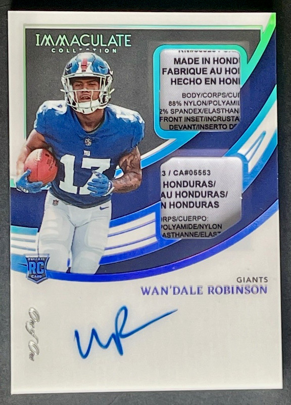 2022 Immaculate Wan’Dale Robinson 1/1 Rookie Signature Patch AUTO PLATINUM TAG