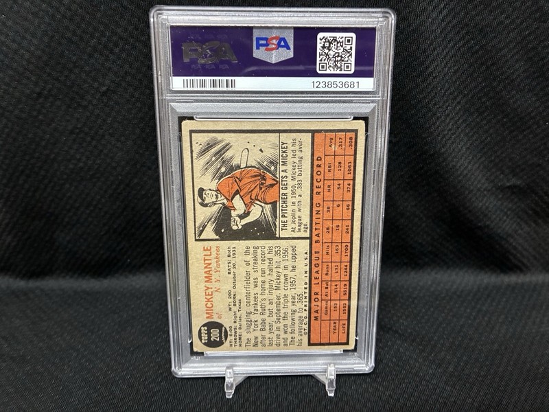 1962 Topps Mickey Mantle #200 PSA 1.5 Great Centering! view 2