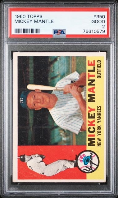 1960 Mickey Mantle Topps #350 PSA 2 Good 