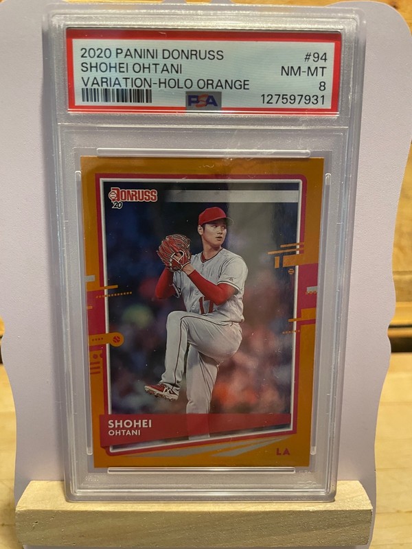2020 Panini Donruss Shohei Ohtani #94 Pitching Variation Holo Orange PSA 8 SP