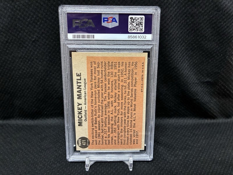 1962 Topps All-Star Mickey Mantle #471 All-Star PSA Authentic view 2