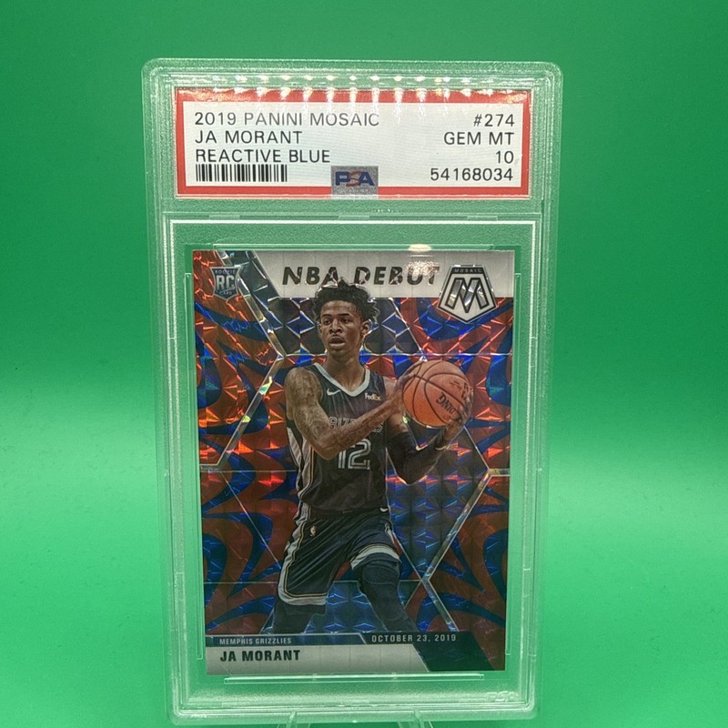 2019 Mosaic Ja Morant ROOKIE NBA Debut Reactive Blue Prizm PSA 10 GEM MINT SP