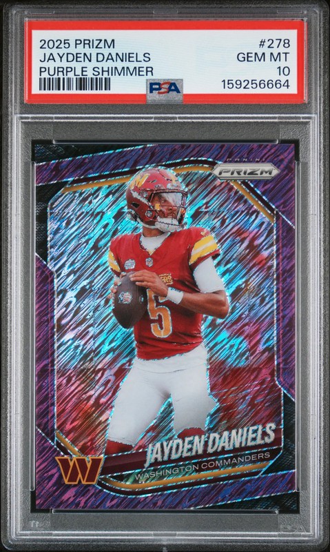 2025 Panini Prizm Jayden Daniels Purple Shimmer 7/15 #278 PSA 10
