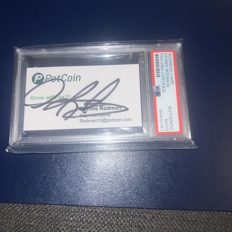 Dennis Rodman Autographed Business Card PSA/DNA Certified. Authentic Autograph