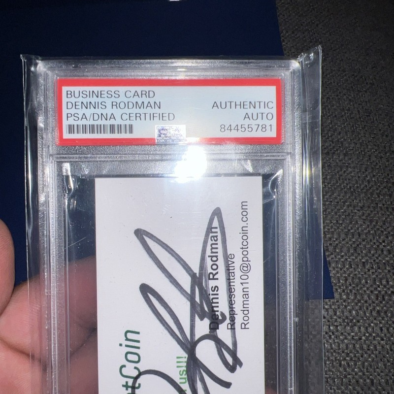 Dennis Rodman Autographed Business Card PSA/DNA Certified. Authentic Autograph view 2