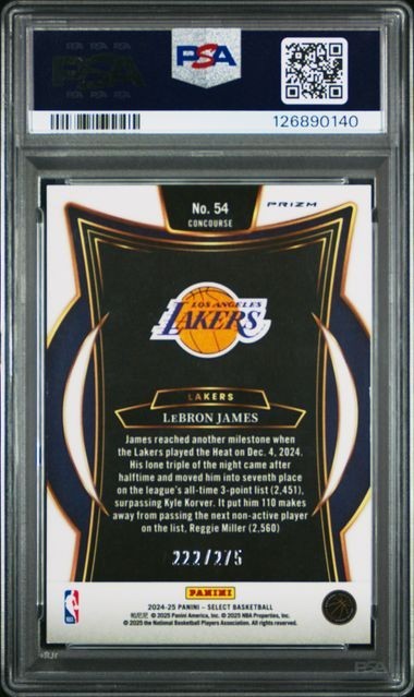 2024 Select LeBron James Orange Cracked Ice Prizm Serial number 222/275 PSA 10 view 2