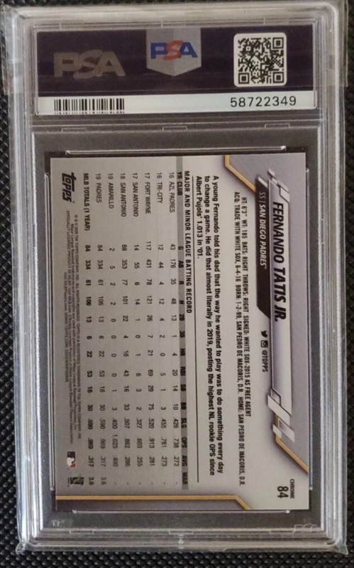 FERNANDO TATIS JR 2020 TOPPS CHROME PRISM REFRACTOR PSA 10 GEM MINT view 2