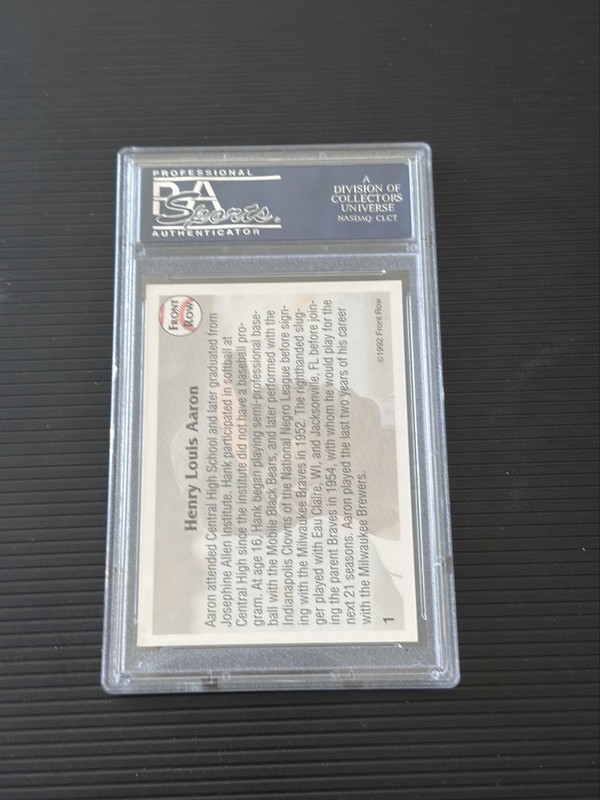 1992 Front Row The All-Time Great Series Hank Aaron - Hank Aaron #1 Auto view 2