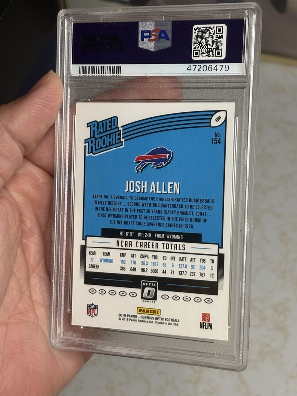 2018 PANINI DONRUSS OPTIC #154 JOSH ALLEN ROOKIE RC PSA 10 view 2
