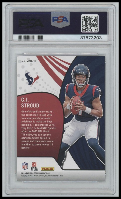 2023 Donruss C.J. Stroud Rookie Vortex PSA 10 view 2