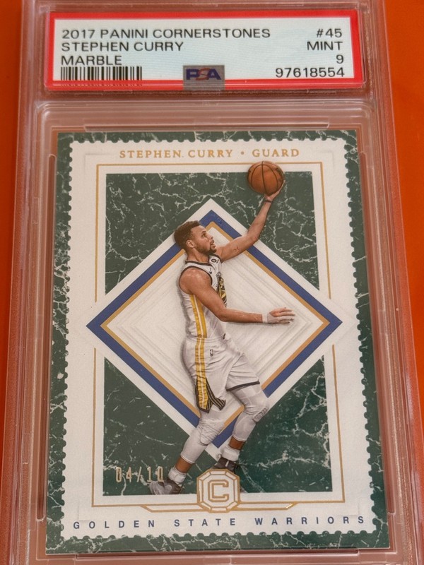 2017 PANINI CORNERSTONES Marble /10 #45 STEPHEN CURRY PSA 9
