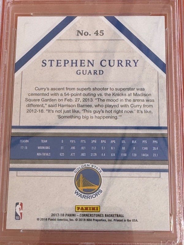 2017 PANINI CORNERSTONES Marble /10 #45 STEPHEN CURRY PSA 9 view 2