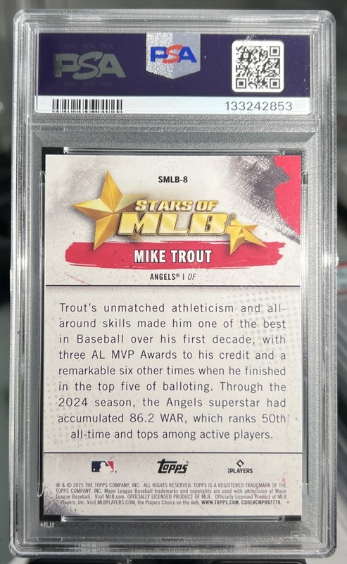 2025 TOPPS MIKE TROUT STARS OF MLB PSA10 #SMLB8🔥🔥ANGELS🔥🔥MVP? view 2