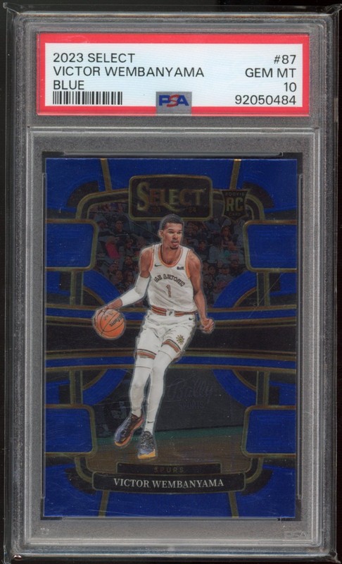 2023 Panini Select  Victor Wembanyama 87 Blue Concourse RC PSA 10 Spurs