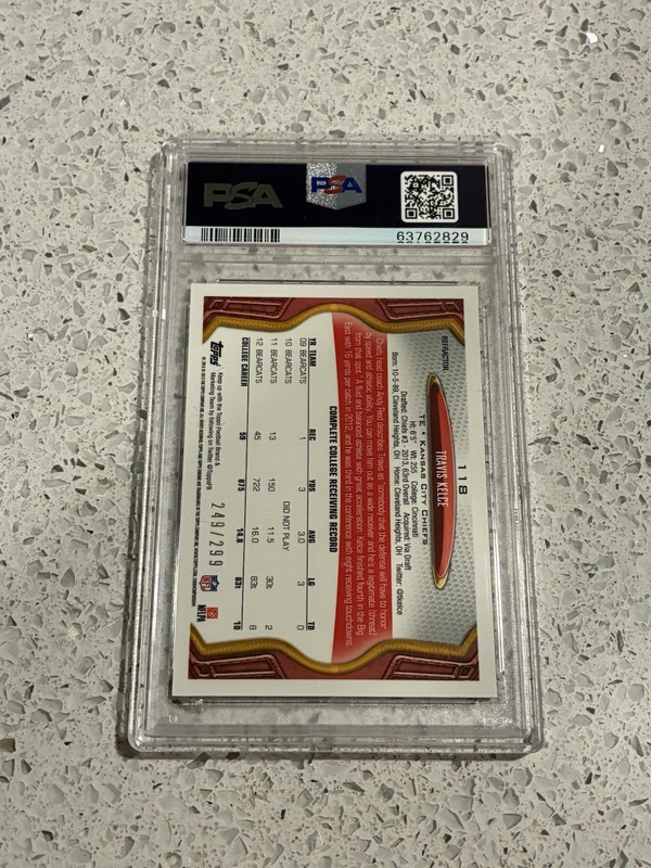 2013 Topps Chrome Rookie Black Refractor #118 Travis Kelce /299 PSA 9 MINT view 2