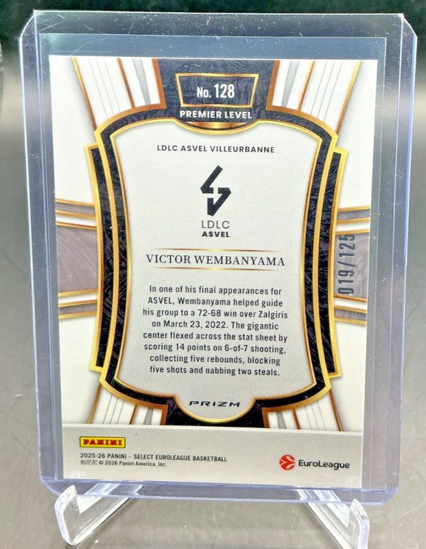 2025/26 Select Euroleague VICTOR WEMBANYAMA Camo Prizm 19/125 #128 view 2