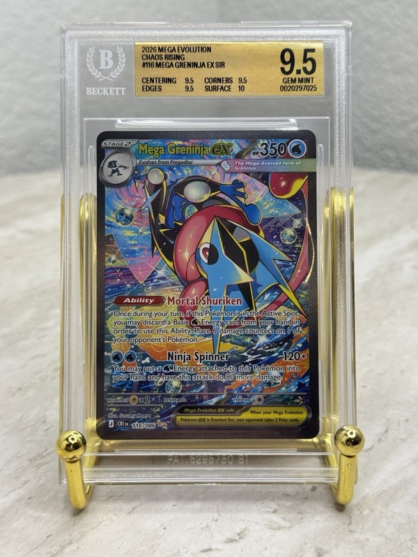 Mega Greninja ex SIR #116 Chaos Rising BGS 9.5 Gem Mint Gold Label Surface 10
