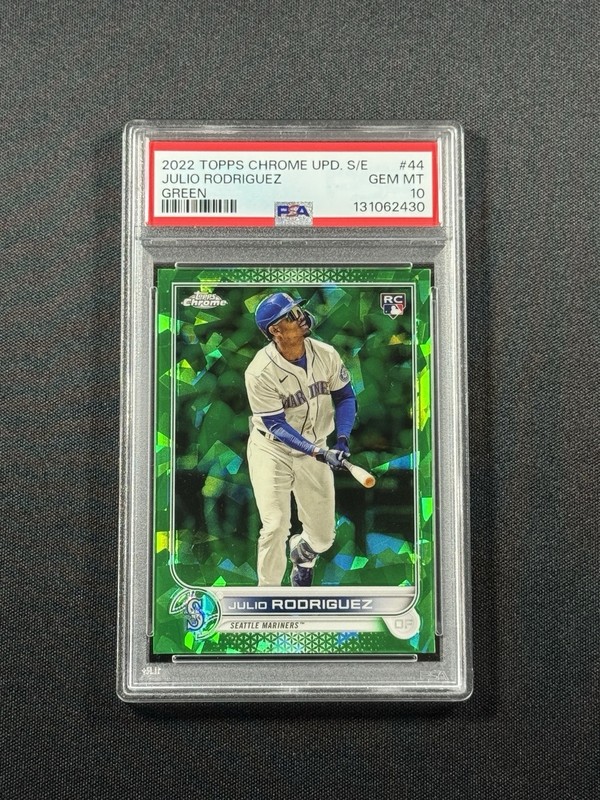 2022 Topps Chrome Sapphire Edition Julio Rodriguez US44 Green /75 PSA 10