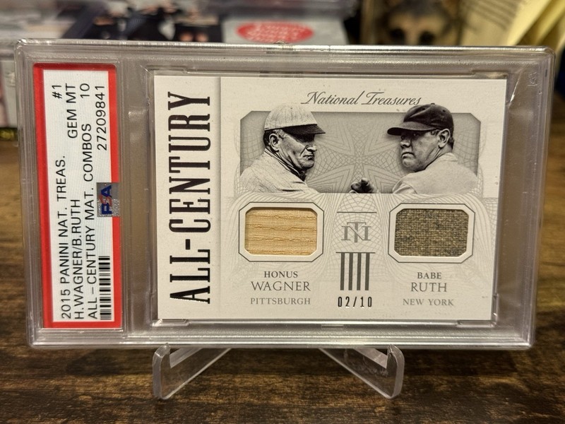 PSA 10 2015 Panini National Treasures Babe Ruth Honus Wagner Bat Jersey /10