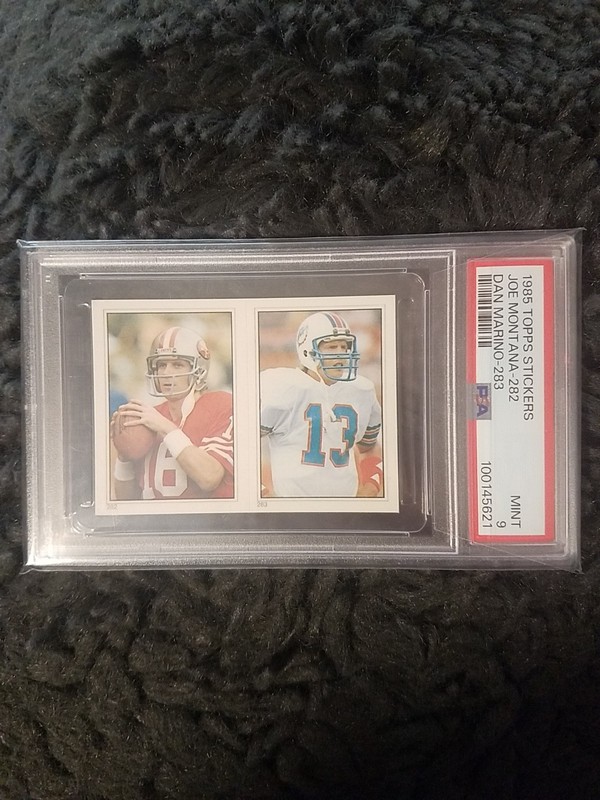 '85 Topps Stick. Dan Marino & Joe Montana PSA 9. RARE, ONLY 21 & 3 10's!!!