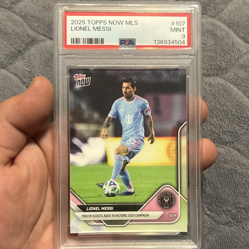 Topps 2025 Topps Now MLS Lionel Messi #107 PSA 9 Graded Soccer Card