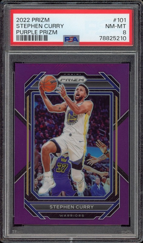 Stephen Curry #101 Purple Prizm /99 - 2022-23 Panini Prizm - PSA 8 - Warriors