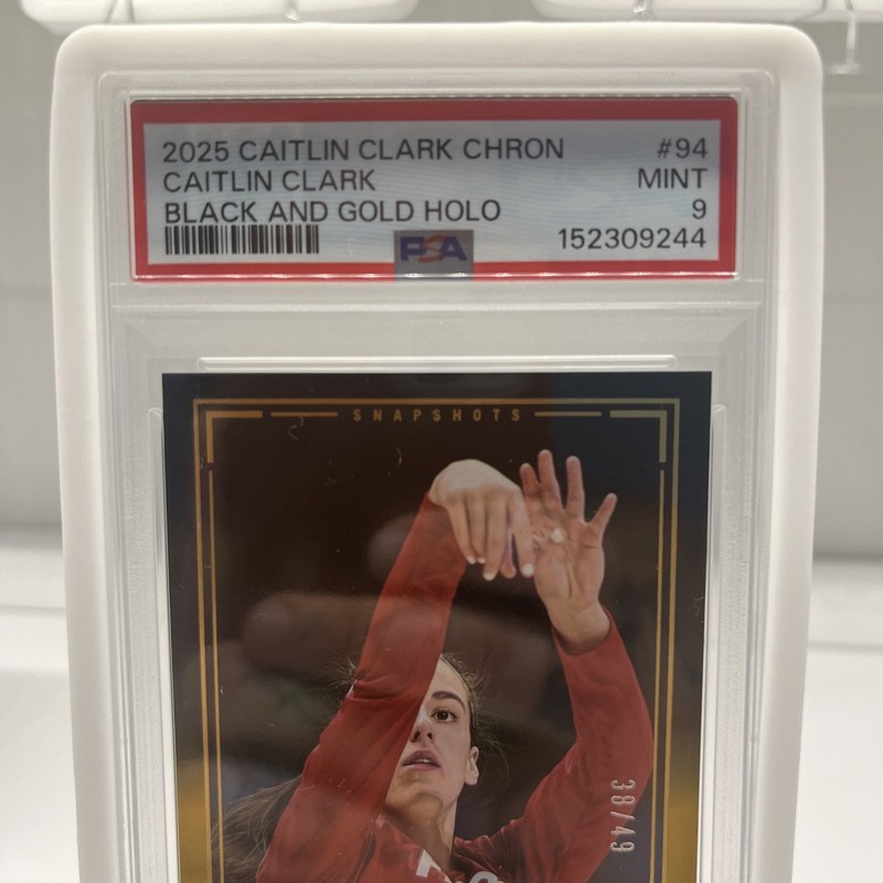 Caitlin Clark PSA 9 Chronicled /49 Gold Holo view 2